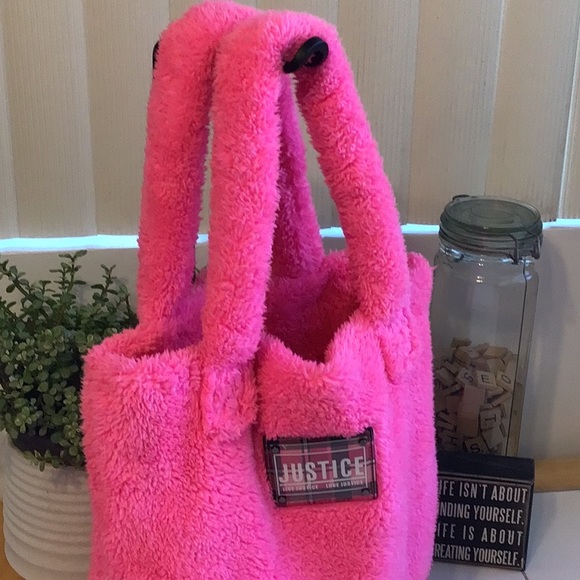 ‘Justice’ Faux Fur Hot Pink Tote/Purse - Picture 2 of 8